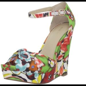 Nine West “Letitgo” floral wedge.